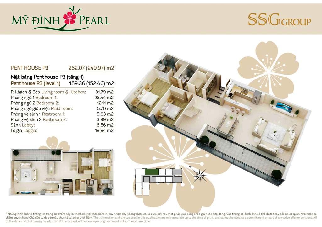 Căn penthouse 3 chung cư Mỹ đình pearl