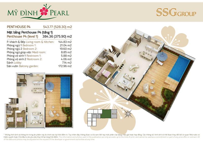 Căn penthouse 4 chung cư Mỹ đình pearl